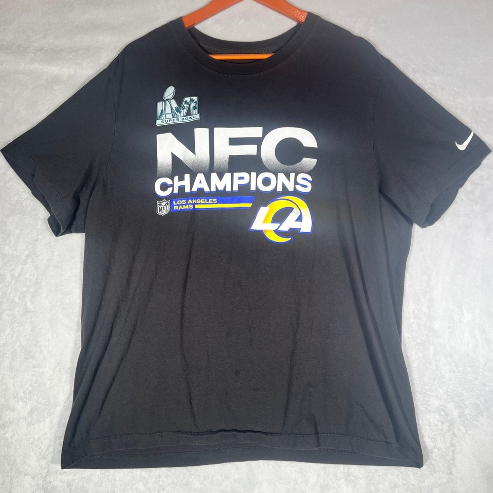 Nike T-Shirt Men XXL Gray Los Angeles Rams NFC Champions Super Bowl Short Sleeve